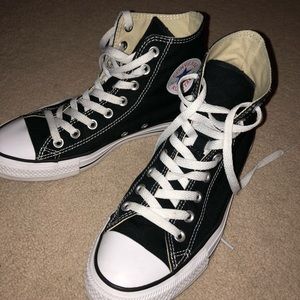 Size (Men’s 7/Women’s 9) Black Converse High Tops